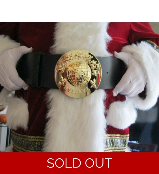 5 1/2" GOLD SANTA BELIEVE BUCKLE FITS 4" BELTS